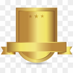 Golden Shield Badge With Ribbon - Gold Shield Png Logo, Transparent Png - www png
