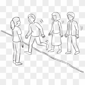 Group Of People Walking Across A Rope On The Ground,, HD Png Download - people walking towards png