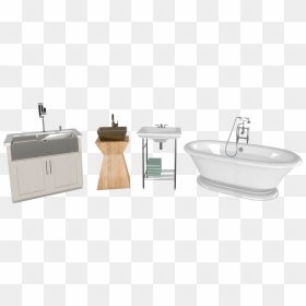 A Farmhouse Kitchen Sink Alongside Two Styles Of Bathroom - Bathroom Sink, HD Png Download - sink png