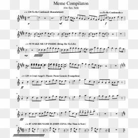 Solo Sheet Music For Alto Saxophone Download Free In - Trombone Meme Sheet Music, HD Png Download - wake me up inside.png