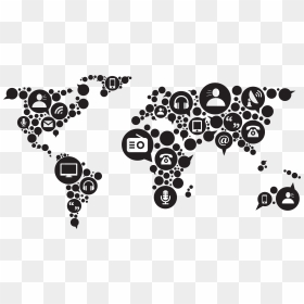 World Map - Communication Black And White, HD Png Download - communication png
