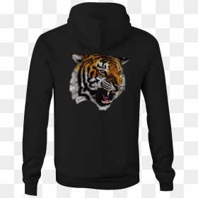Zip Up Hoodie Striped Tiger Growling Hooded Sweatshirt - Hoodie, HD Png Download - tiger stripes png