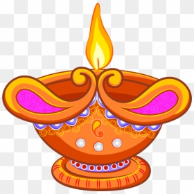 Transparent Light Lamp Diwali Food Orange For Diwali - Cartoon Image Of Diya, HD Png Download - diwali lamps png