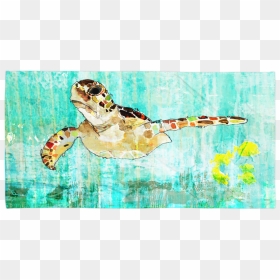 Colorful Sea Turtle Towel Mockup Flat Flat White - Hawksbill Sea Turtle, HD Png Download - beach towel png