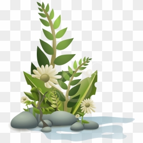 Plants Pebbles And Flowers Svg Clip Arts - Clipart Plants, HD Png Download - grass flower vector png