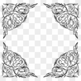 Banner Black And White Download Frames And Borders - Victorian Border Corner Vector, HD Png Download - flower designs black and white border png