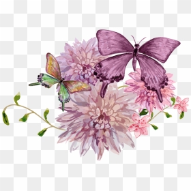 Free Download Butterfly Painting Cartoon Beautiful - Beautiful Flowers And Butterflies, HD Png Download - mariposa png