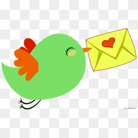 Heart And Bird Clipart Graphic Royalty Free Library - Cute Flying Bird Clipart Png, Transparent Png - love birds vector png