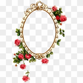 Vintage Picture Frame With Color Flowers Chalkboard - Rose Flower Frames Design, HD Png Download - flowers mala png