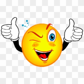 Smiley Face Wink Thumbs Up - Excited Face Clipart, HD Png Download - vhv