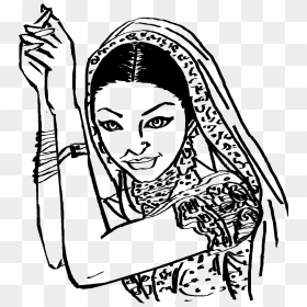 Dulhan Clipart Black And White, HD Png Download - indian woman png