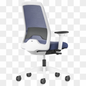 New Everyis1 Swivel Chair With A Blue Mesh Backrest, - Office Chair, HD Png Download - plastic chairs png