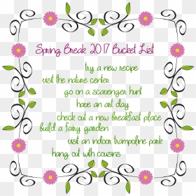 Spring Break Bucket List - Flower Border And Frames Design, HD Png Download - flower bucket png