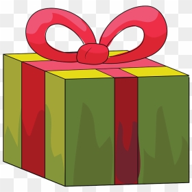 Green Gift Box With Red Ribbon Clipart - Clip Art Gift Box, HD Png Download - blue gift ribbon png