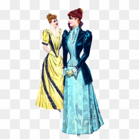 Two Victorian Ladies In Dresses Png - Ladies Fashion Png, Transparent Png - ladies suits png