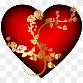 Heart,fashion Accessory,love - Gold Hearts With Red Roses, HD Png Download - love png image