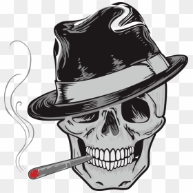 Skull And Crossbones Hat - Drawing Skeleton Head With A Hat, HD Png Download - skull crossbones png