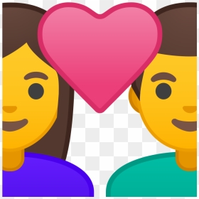 Couple With Heart Woman Man Icon - Emoji Boy And Girl With Heart, HD Png Download - love couple png