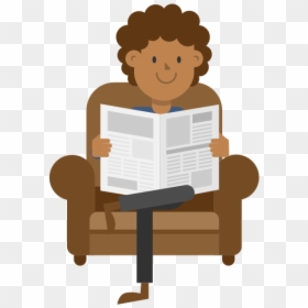 Reading Newspaper Cartoon Png, Transparent Png - person reading png
