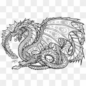 Dragon Colouring Pages For Adults, HD Png Download - realistic dragon png