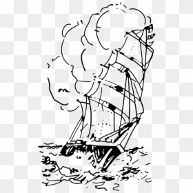 Sailing Ship Drawing, HD Png Download - pirate boat png