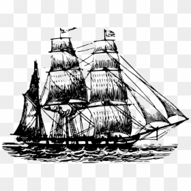 Pirate Ship Black And White, HD Png Download - pirate boat png