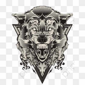Realistic Lion Head Drawing, HD Png Download - wolf head logo png