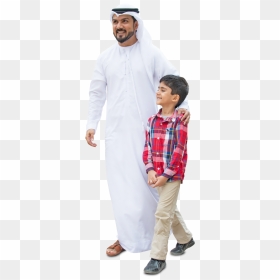 Arab Dad And Son, Walking In Traditional Fashion - Muslim Cut Out People, HD Png Download - family walking png