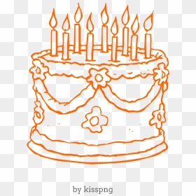 Happy Birthday Cake Transparent Clipart Free Downl - Birthday Cake Outline Drawing, HD Png Download - happy birthday cake png images