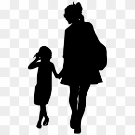 Mother Daughter Silhouette Png, Transparent Png - family walking png