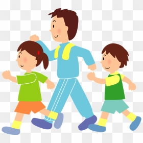 Walking Family Clipart - Cartoon, HD Png Download - family walking png