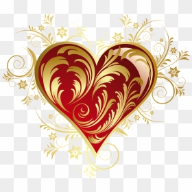 Elegant Heart Background Hd, HD Png Download - gold swirls png