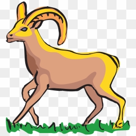 Goats Cartoon With Big Horn, HD Png Download - family walking png