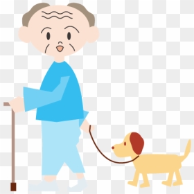 Dog And Grandpa Cartoon, HD Png Download - family walking png