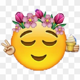 Emoji Emotions Flower Peace Ice Hipsterspirits Smile, HD Png Download - ice cream emoji png