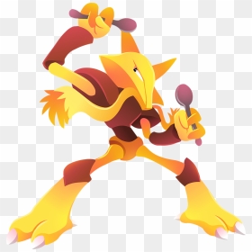 Yellow Mammal Vertebrate Cartoon Art - Alakazam Pokémon Fan Art, HD Png Download - alakazam png