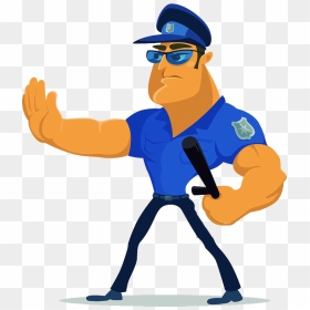Police Officer Security Guard Illustration - Funny Security Guard Cartoon, HD Png Download - security guard png