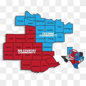 Texas Region - Big Country Texas Counties, HD Png Download - texas map png