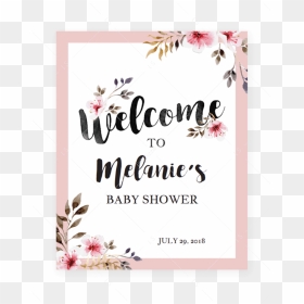 Blush Flowers Welcome Sign For Shower Party By Littlesizzle - Baby Shower Welcome Board Png, Transparent Png - welcome sign png