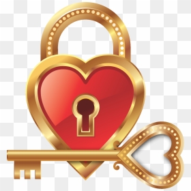 Love Lock Key Heart Clip Art - Heart Lock And Key Graphic, HD Png Download - key emoji png