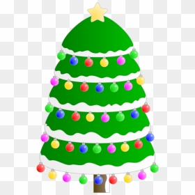 Decorated Christmas Tree - Süslü Yılbaşı Ağacı Çizimi, HD Png Download - christmas .png