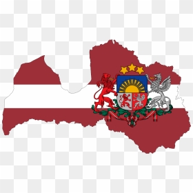 Latvia Map Flag With Stroke And Coat Of Arms - Latvia Flag With Coat Of Arms, HD Png Download - blank coat of arms template png
