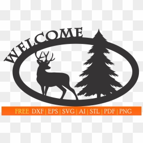 Welcome Sign With A Deer And A Pine - Sheepdog Statue, HD Png Download - welcome sign png
