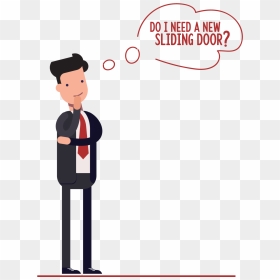 Man Thinking Sliding Door - Person Thinking Cartoon Transparent, HD Png Download - glass door png