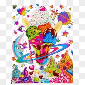 Lisa Frank - Crabapple Approved - Art Print - Frank"s - Lisa Frank Ice Cream Sundae, HD Png Download - lisa frank png