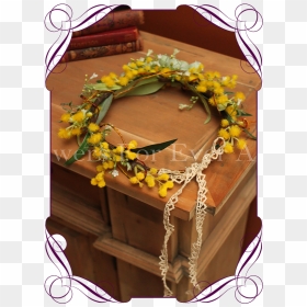 Silk Australian Native Wattle And Berry Flower Crown,, HD Png Download - snapchat flower crown png
