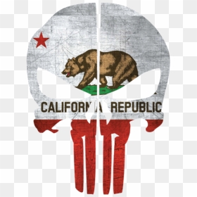 California Flag Punisher Skull Rear Helmet Reflective - California Punisher Flag, HD Png Download - california flag png