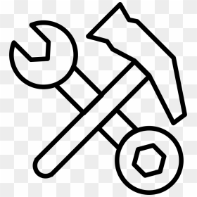 Hammer And Double Sided Wrench Tools Outlines - Tools Outline Png, Transparent Png - double sided arrow png