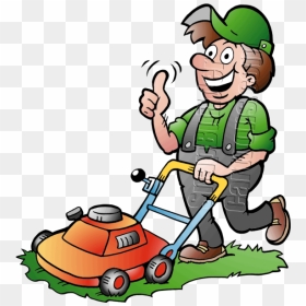 Gardener Using Push Mower - Gardner Cartoon, HD Png Download - gardener png