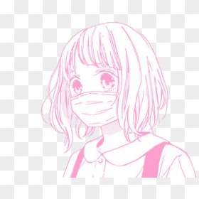 #anime #animegirl #manga #mask #japanese #kawaii #pink - Anime Girl Short Hair Drawing, HD Png Download - manga png